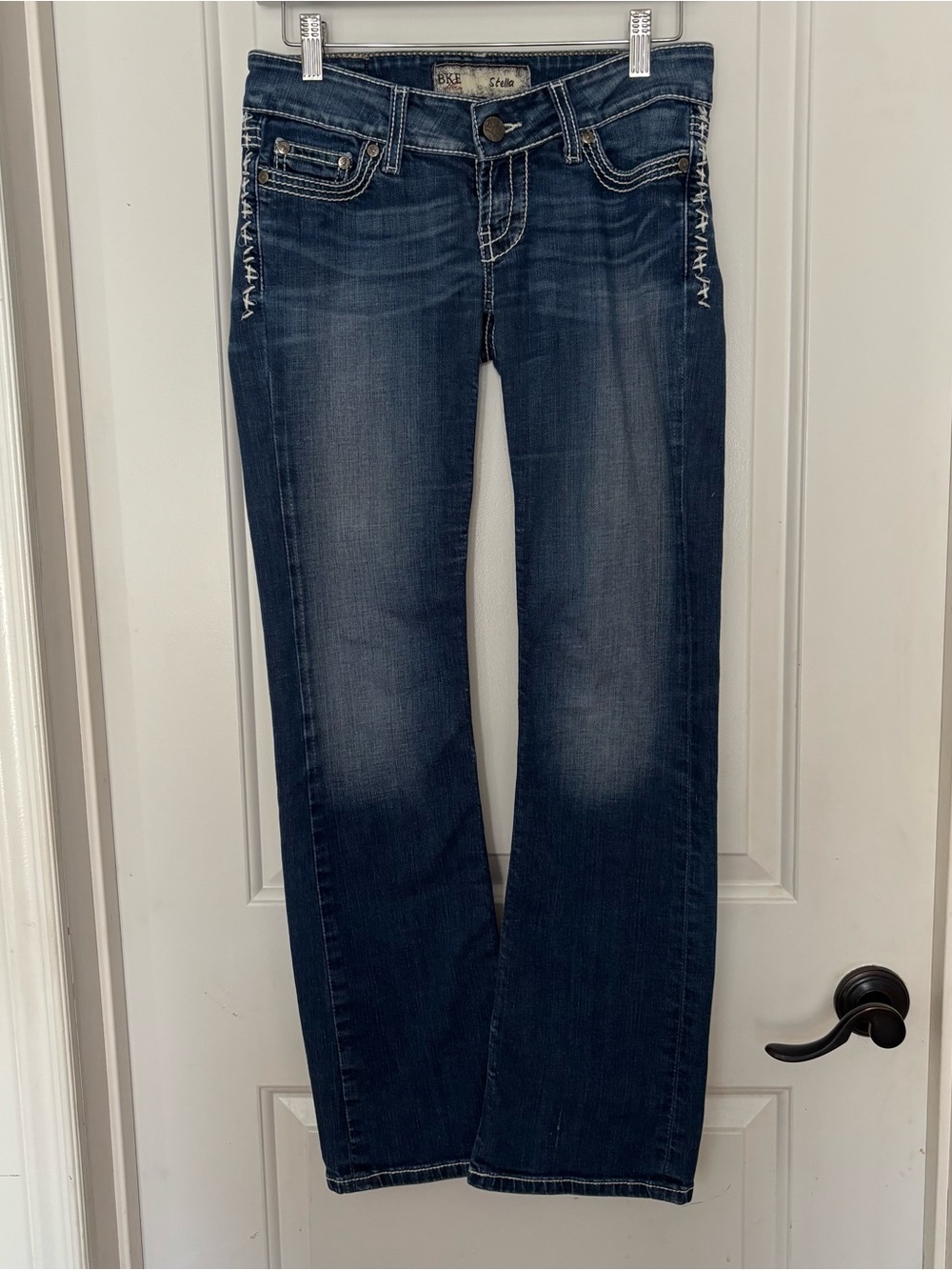BKE denim low rise Stella boot cut jeans 26 Y2K style embroidered